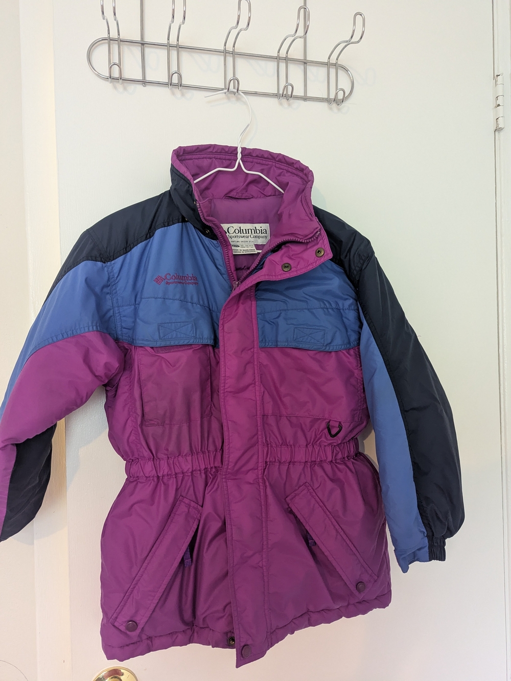 Vintage 90s Columbia Colorblock Ski Jacket Girls 10/12 Purple Blue Black